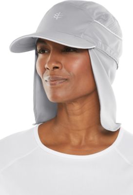 Coolibar - UV sun cap with neck flap unisex- White